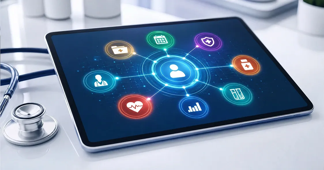 Healthcare platform connecting patient data, lab results, appointments, and analytics
